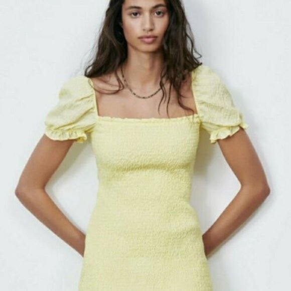 NWT ZARA Textured Smock Dress - Picture 5 of 8